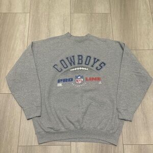Vintage 1995 Riddell Pro Line Dallas Cowboys Gray Sweatshirt Size XL